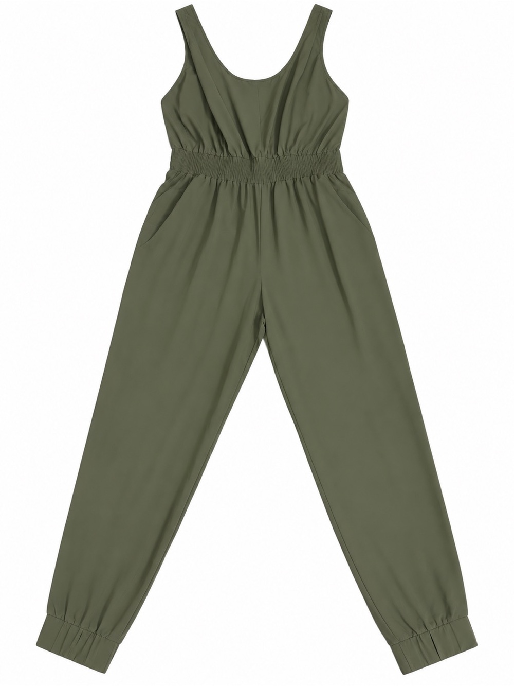 Abercrombie & Fitch Women’s XL Olive Green Jumpsuit Jogger Smocked Waist